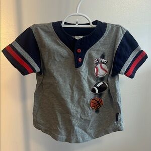 Healthtex Gray and Blue Short Sleeve Tee with Sporty Stripes